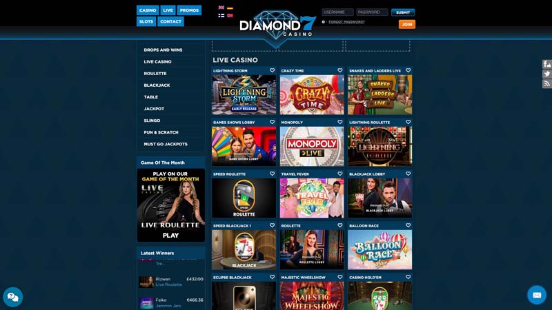 diamond7-casino live screenshot