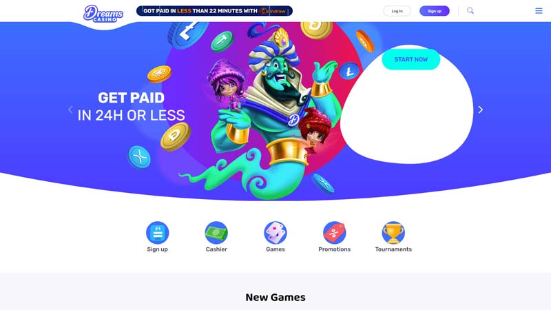 dreams-casino lobby screenshot