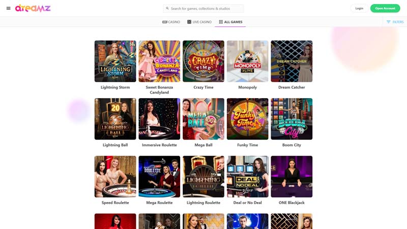 dreamz-casino live screenshot