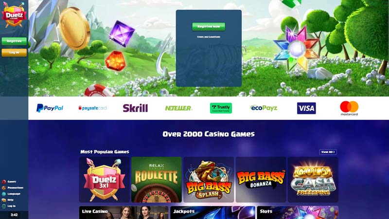 duelz-casino lobby screenshot