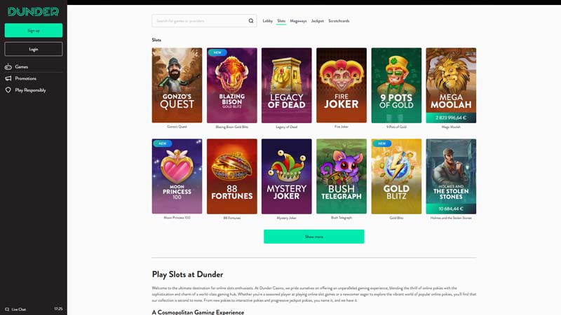 dunder-casino slots screenshot