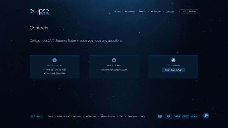 eclipse-casino support screenshot