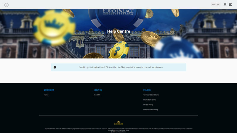 euro-palace-casino support screenshot