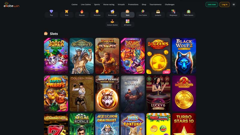 excitewin slots screenshot