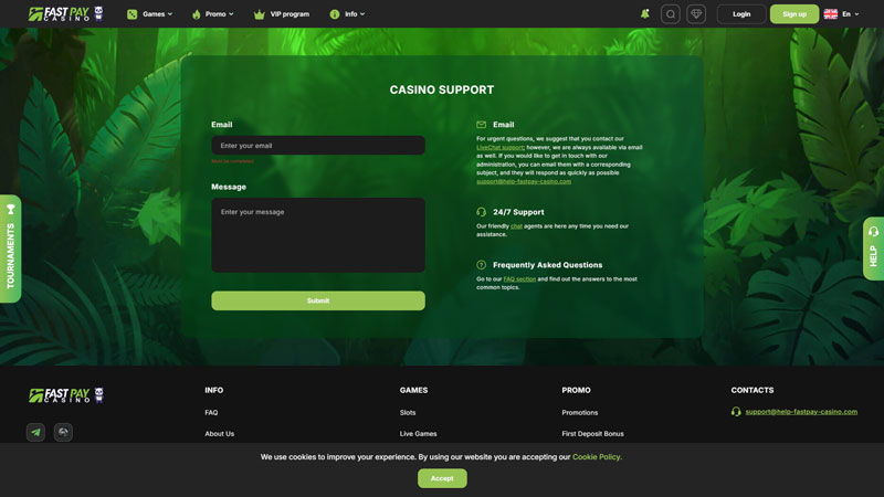 fastpay-casino support screenshot
