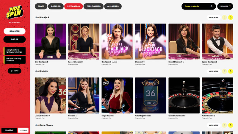 firespin live screenshot