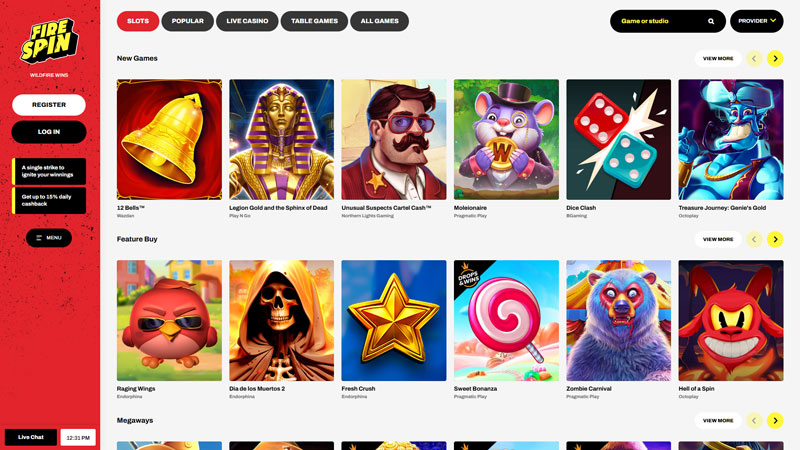 firespin slots screenshot