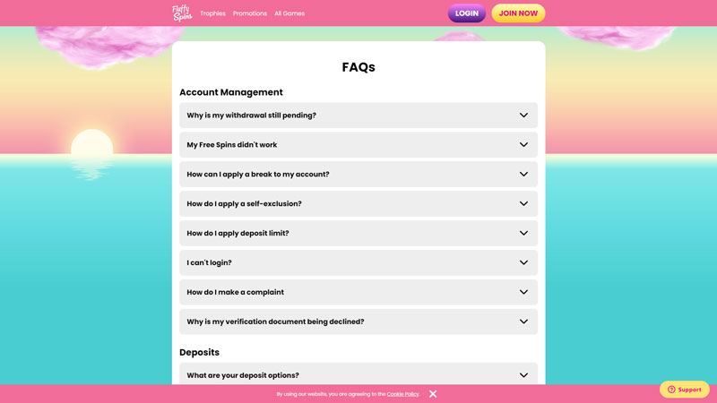 fluffy-spins-casino support screenshot