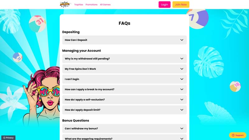 free-spirit-bingo support screenshot