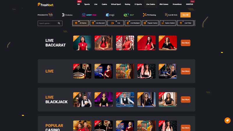 freshbet live screenshot