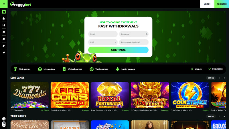 froggybet lobby screenshot