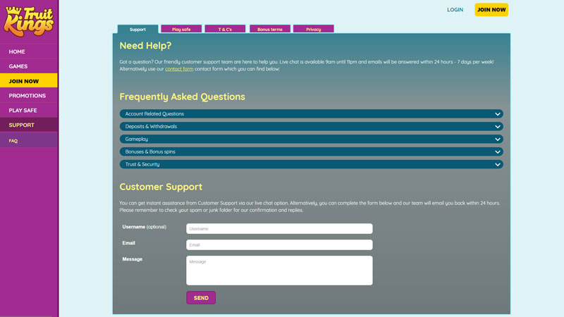 fruit-kings support screenshot