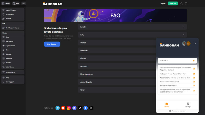 gamegram support screenshot