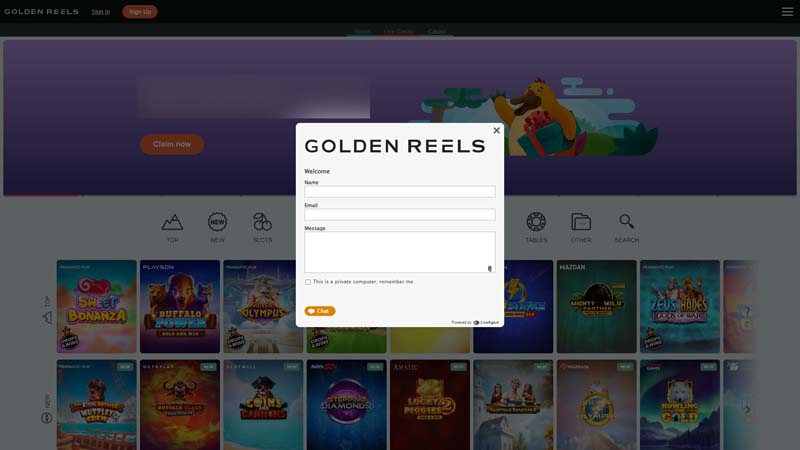 golden-reels support screenshot