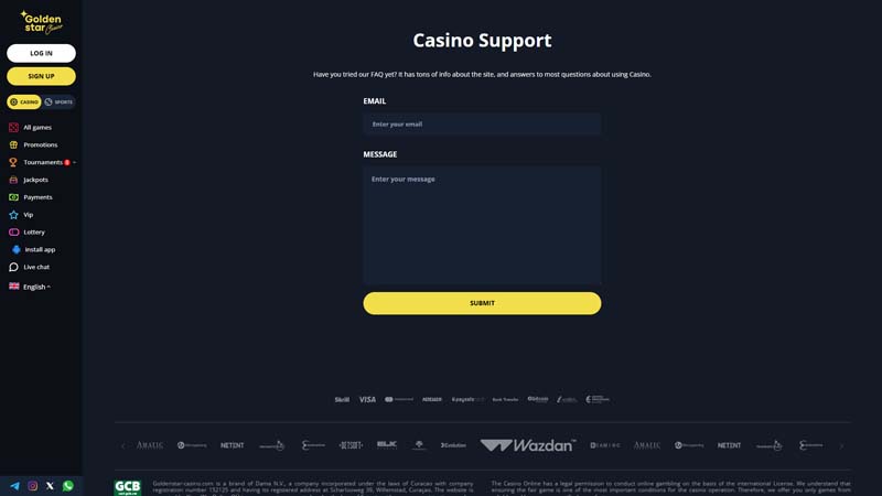golden-star-casino support screenshot