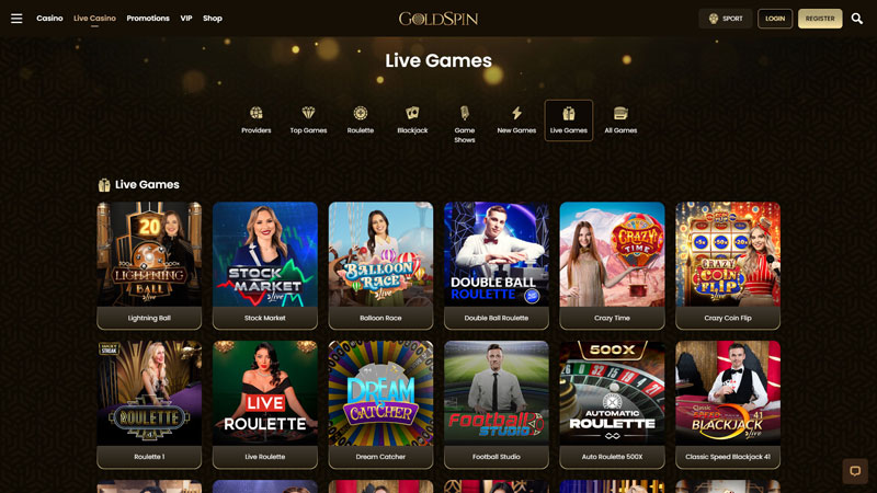 goldspin live screenshot