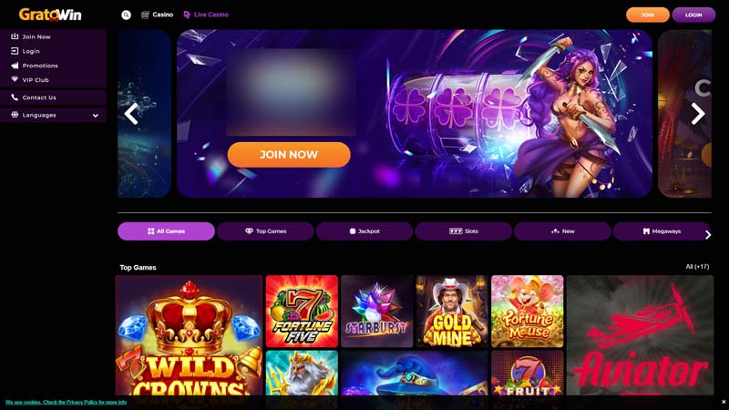 gratowin-casino lobby screenshot