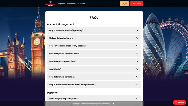 great-britain-casino support screenshot