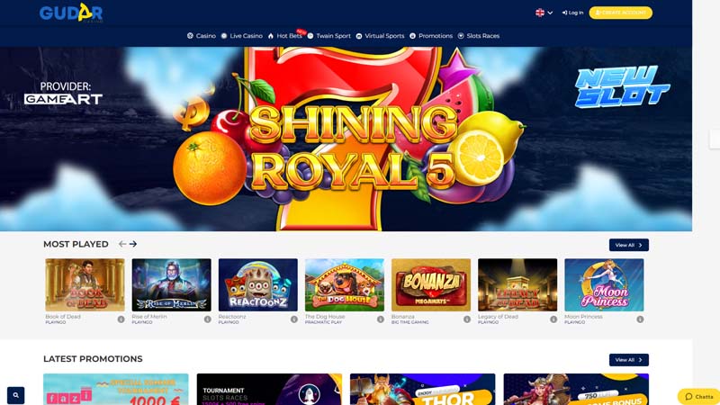 gudar-casino lobby screenshot