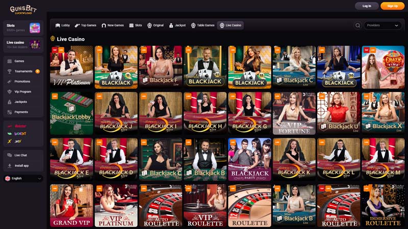 gunsbet-casino live screenshot