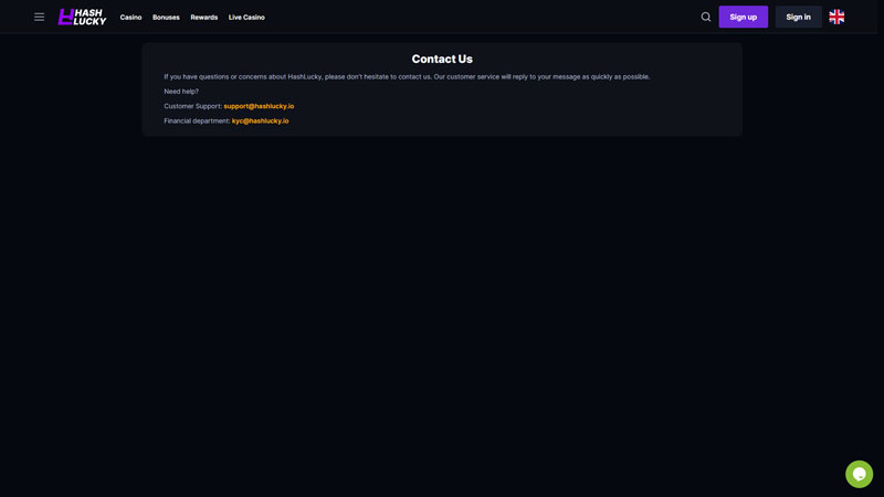 hashlucky support screenshot