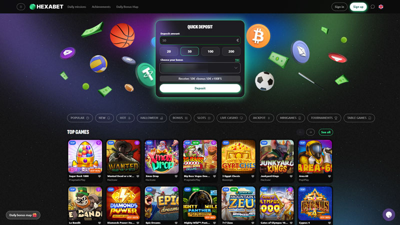 hexabet lobby screenshot