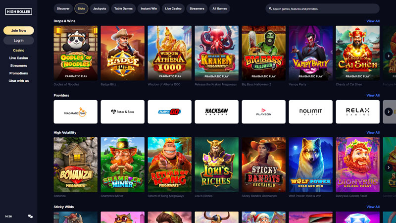 highroller-casino slots screenshot