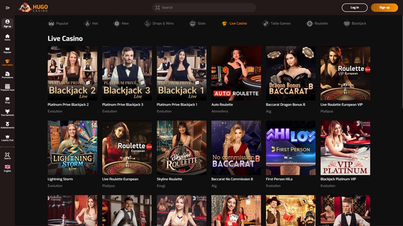 hugo-casino live screenshot