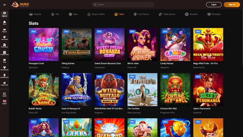 hugo-casino slots screenshot