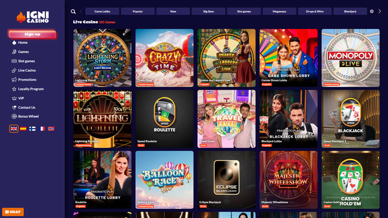 igni-casino live screenshot