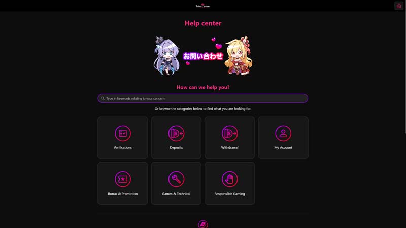 intercasino support screenshot