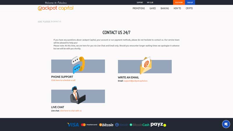 jackpot-capital-casino support screenshot