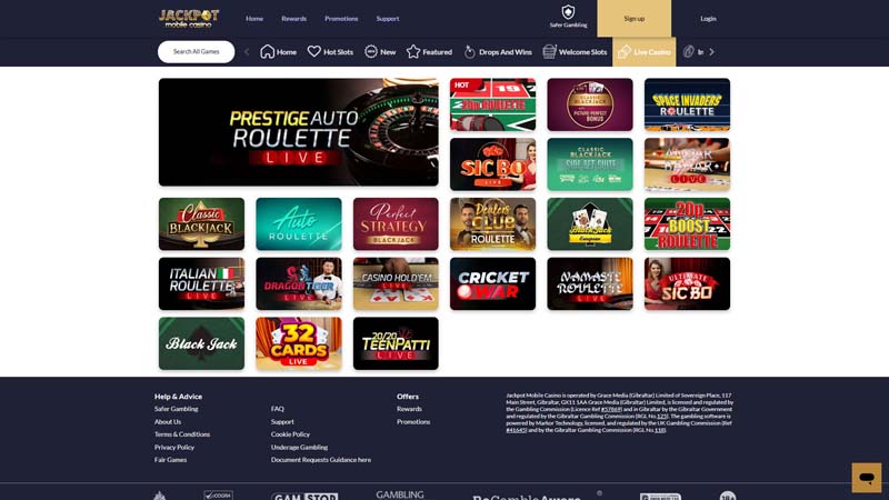 jackpot-mobile-casino live screenshot