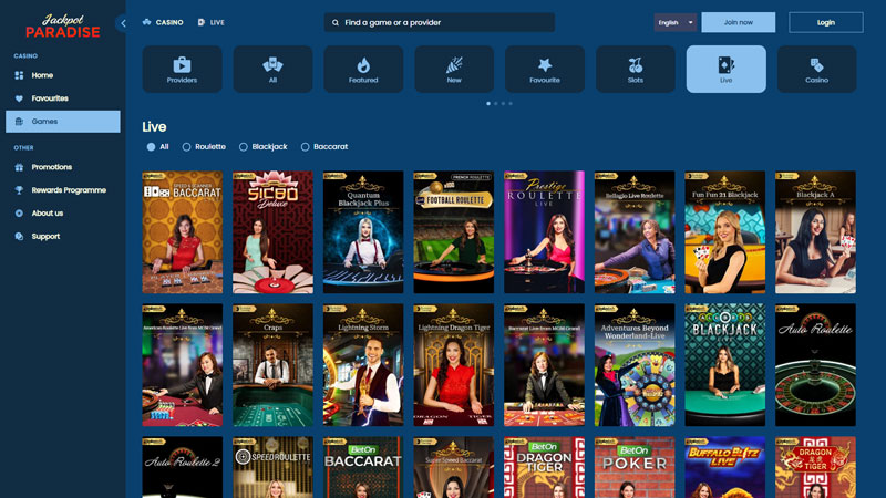 jackpot-paradise-casino live screenshot