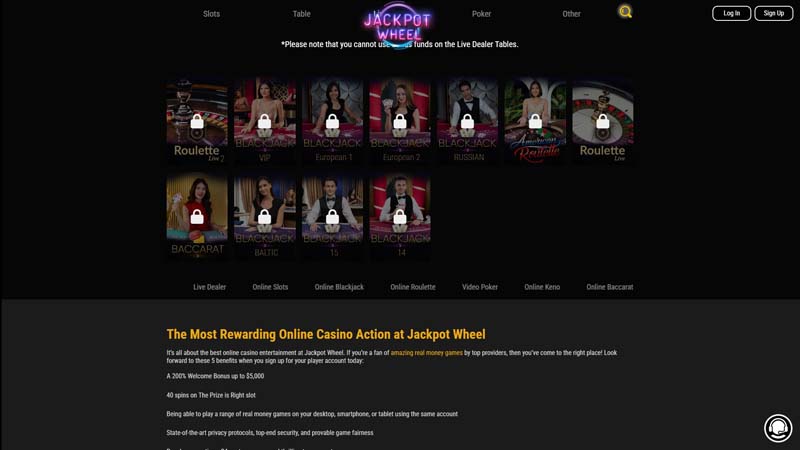 jackpot-wheel-casino live screenshot