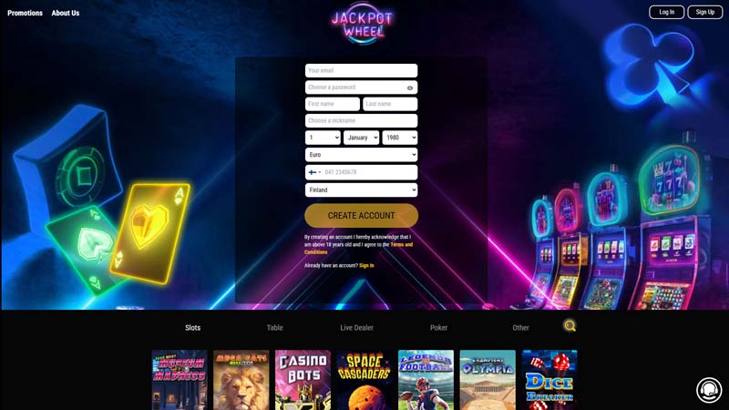 jackpot-wheel-casino lobby screenshot