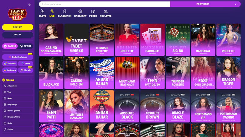 jacktop live screenshot