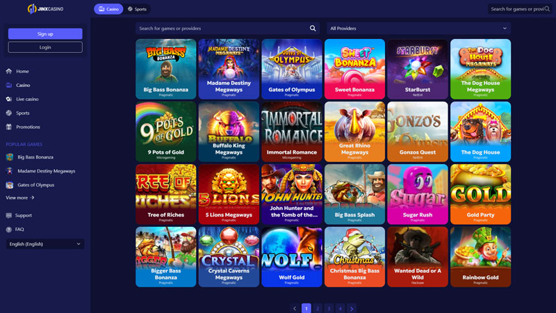 jinxcasino slots screenshot