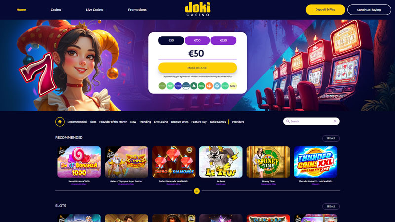 jokicasino lobby screenshot