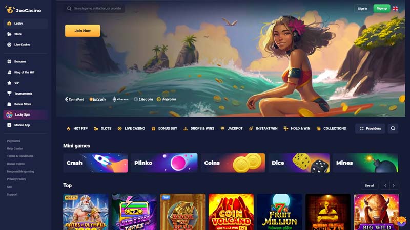 joo-casino lobby screenshot