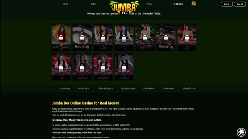 jumba-bet-casino live screenshot
