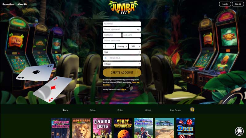 jumba-bet-casino lobby screenshot