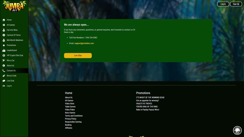 jumba-bet-casino support screenshot