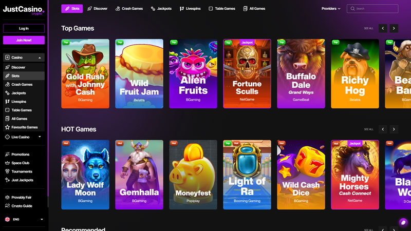 justcasino-io slots screenshot