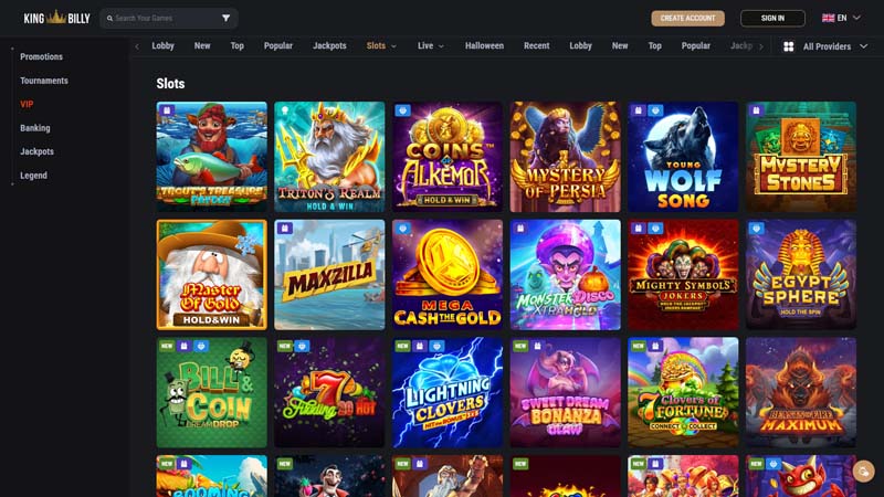 king-billy-casino slots screenshot