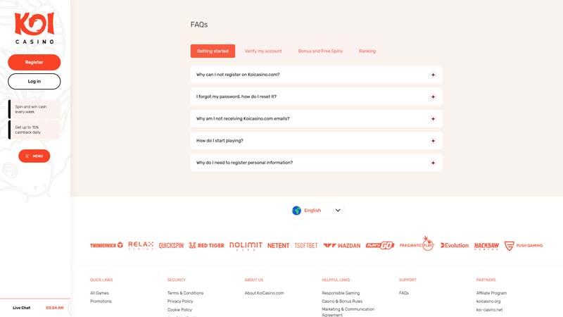 koicasino support screenshot