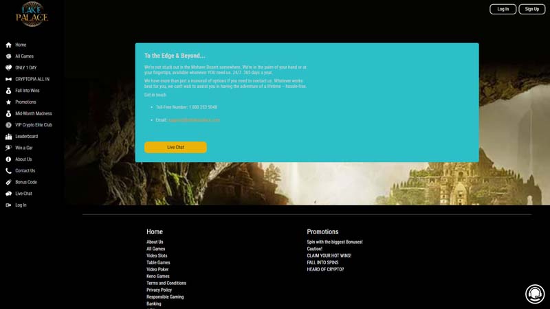 lake-palace-casino support screenshot