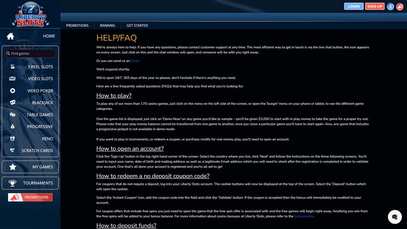 liberty-slots-casino support screenshot