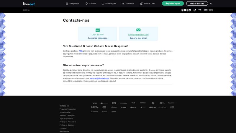 librabet-casino support screenshot