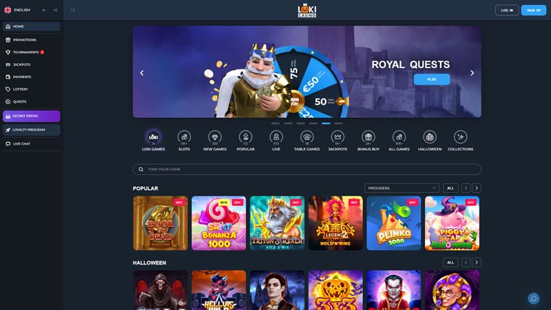 loki-casino lobby screenshot